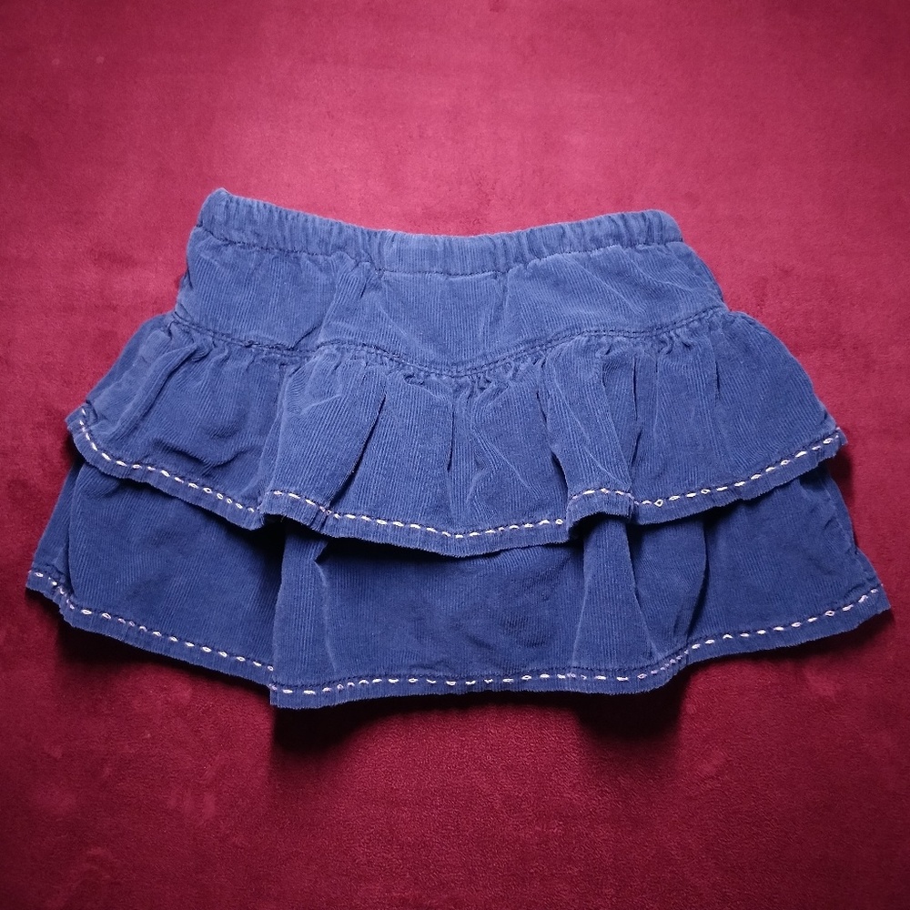 Navy Tiered Corduroy Skirt